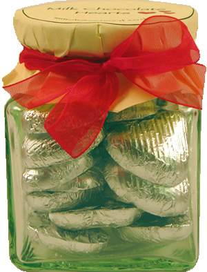 Glass Gift Jar of Chocolate Hearts – Matt Silver