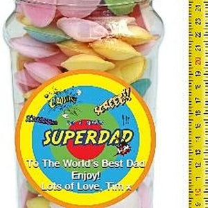 It's A Foot Of Sweets!  Jumbo Personalised Jar Of Flying Saucers