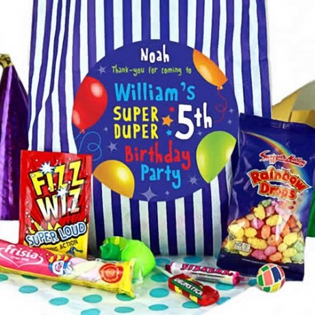 Fabulous Personalised Party Bags for Boys - Blue Stripes Blue Party Bags of Sweets for Boys