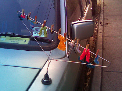 washing line coathanger car aerial