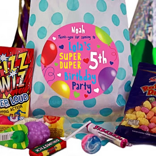 Fabulous Personalised Party Bags for Girls - Blue Polka