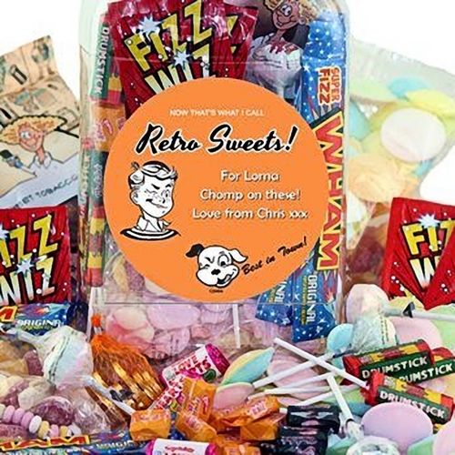 Image of Personalised Jar of Retro Sweet Classics