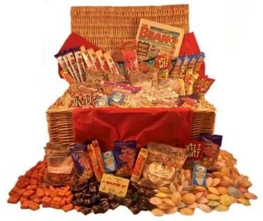 Retro Sweets In A Wicker Hamper